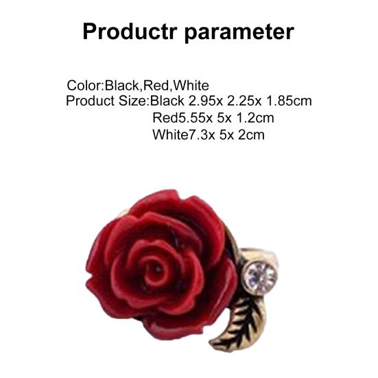 Ring Rose Leaf Elegant Vintage Women Rhinestone Ring for Dating