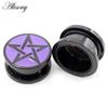 Alisouy 2PCS Stainless Steel Purple Star Screw Round Ear Gauges Tunnel Plug Expander Stretcher Earrings Piercing Body Jewelry