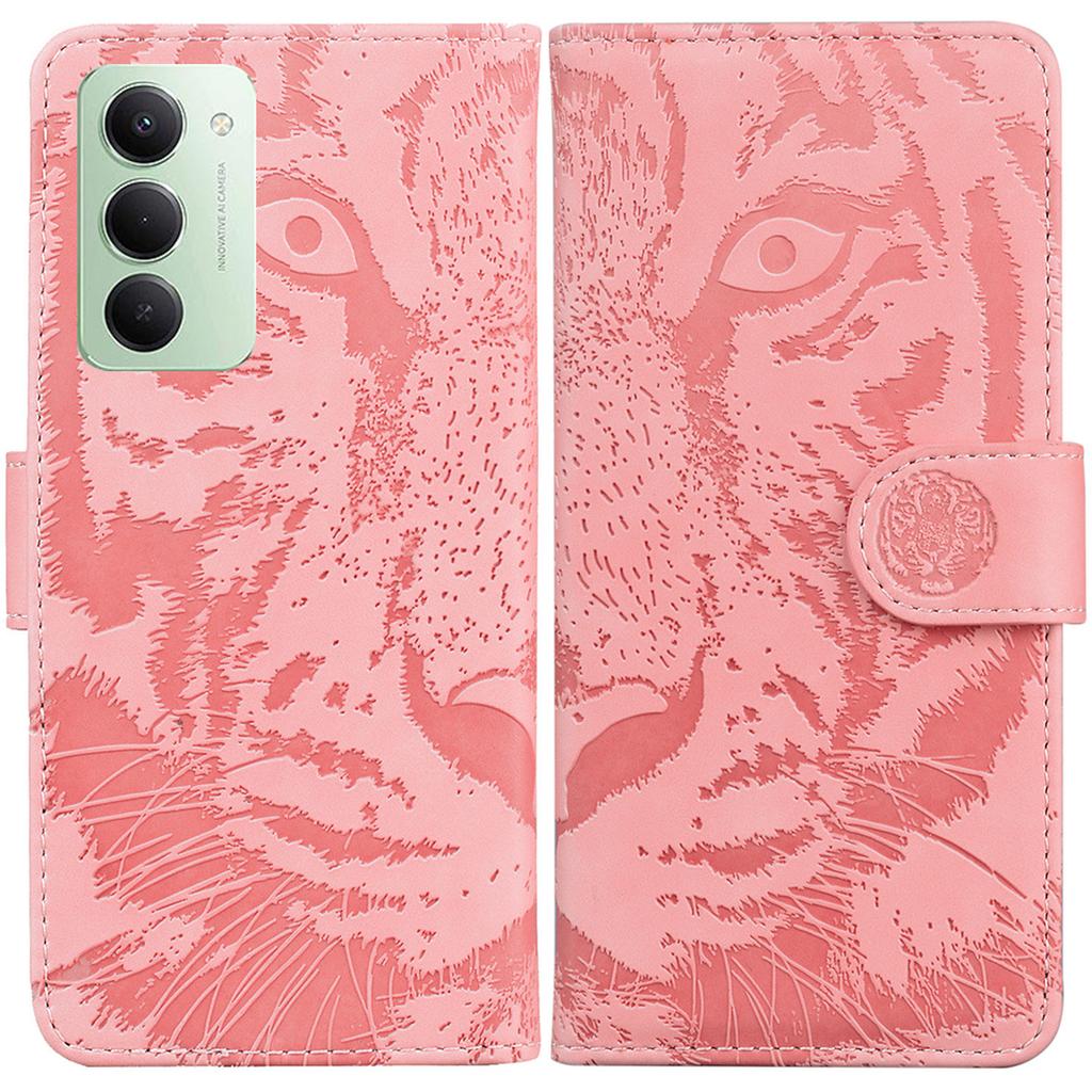 Pro Xiaomi Redmi 15 4G (EU) (171 mm) Pouzdro Tiger Imprint Kožená Peněženka Kryt na Telefon
