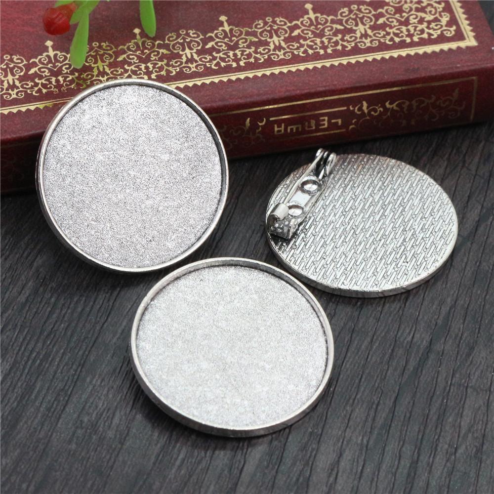 

5pcs/lot 30mm Inner Size Black and Antique Silver Plated And Bronze Colors Brooch Pin whirlwind Style Cabochon Base Setting