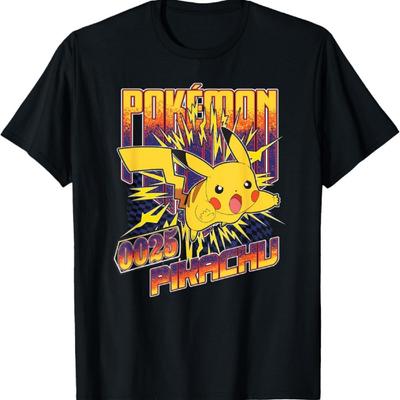 Pokémon 0025 Pikachu Ready To Fight Retro Big Chest Poster T-Shirt