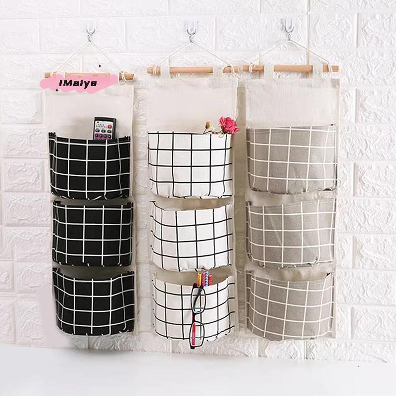 Wall Hanging Three-Pocket Storage Bag for Dormitory Home Organization - Efficient Space Saver for Closets And More