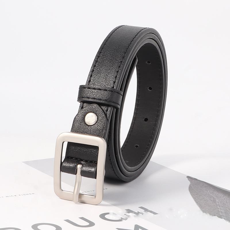 

Прямоугольный ремень Матовое серебро Цельная пряжка Широкий пояс Шикарная мода Досуг чёрный