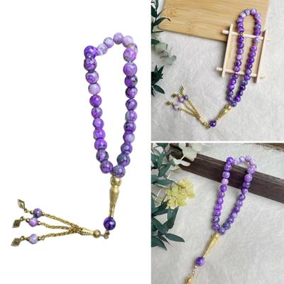 Elegante schwarze Gebetsperlen aus Glas, islamischer Rosenkranz, Handkette, Armband mit 33 Perlen, Meditationsrosenkranz, Schmuck für Männer und Frauen