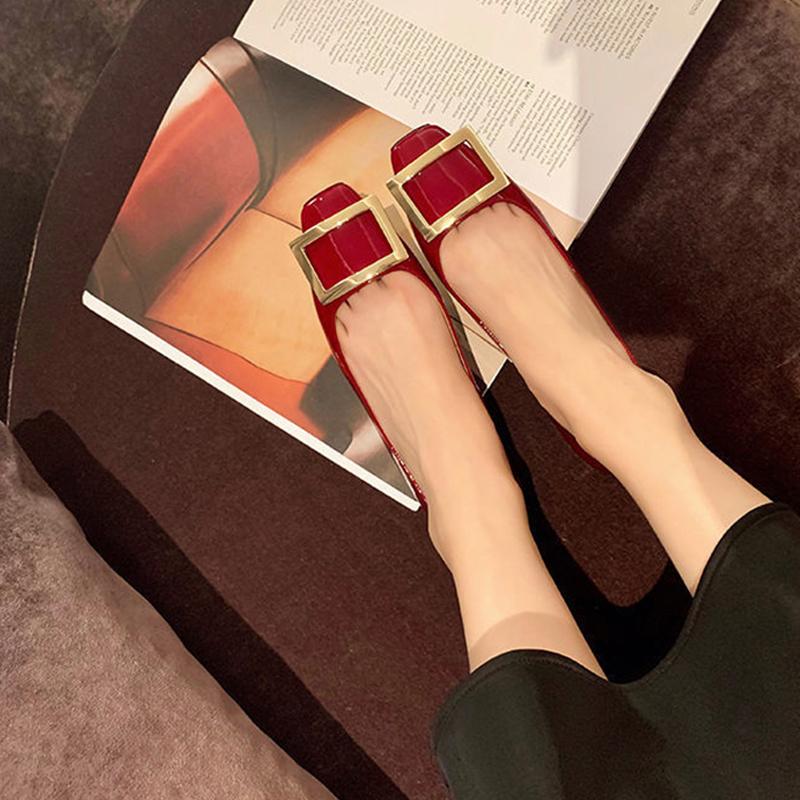 Spring Summer Shoes Women Ballerina Flats Elegant Office Ladies Brand Single Shoes Soft Plus Size 42 Red Black Plus Size 42