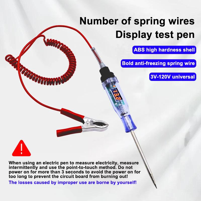 5V-120V Car Tester Pen Voltage Circuit Test DC Digital Display Electric Pen Probe Pen Auto Diagnostic Tools 2V 12V 24V 48V