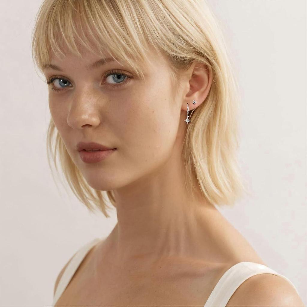 Set di Orecchini Pendenti Dorati da Donna, Huggie e Cartilagine Placcati 14k, Compatibili con Piercing Multipli, Regalo per Mamma, Compleanno