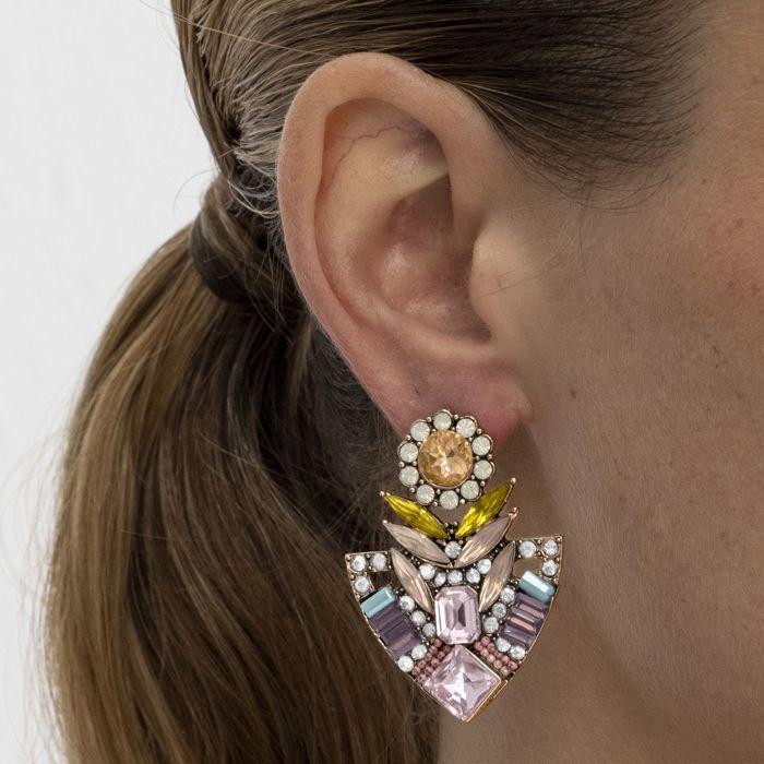 Luxenter Earrings with Multi-colored Crystal 18k Gold Finish - Aphuat