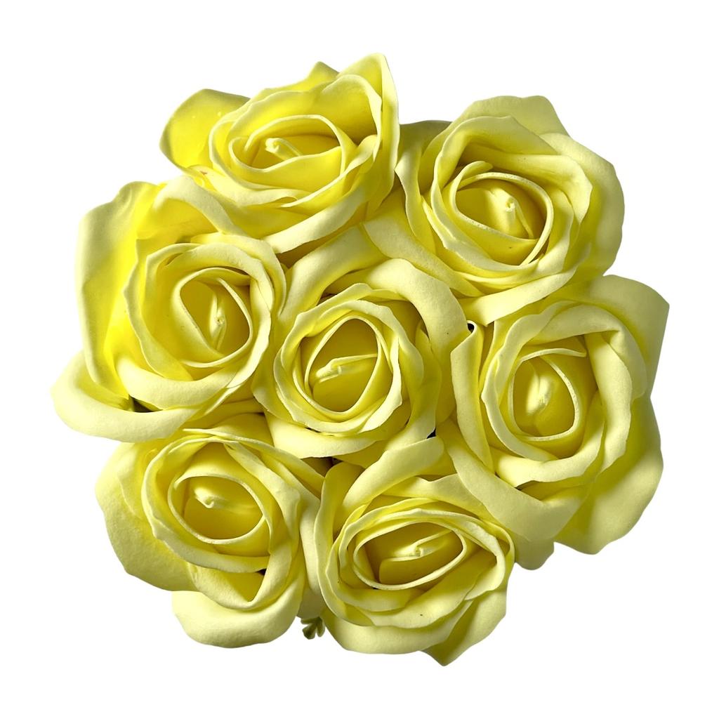 Flowerbox Inspiruj - Pink Box with Soap Roses - No. 16 Yellow