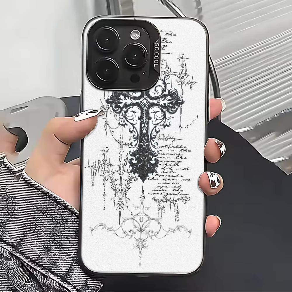 

C-Cool Dark Catgothic C-Cross Phone Case For iPhone 17,16,15,14,13,12,11 Plus,Pro Max,XS,Colorful Silver Black Cover iPhone15Plus