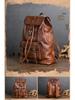 Chaozhou Vintage Handmade Leather Backpack for Casual Travel, 14-Inch Laptop Bag