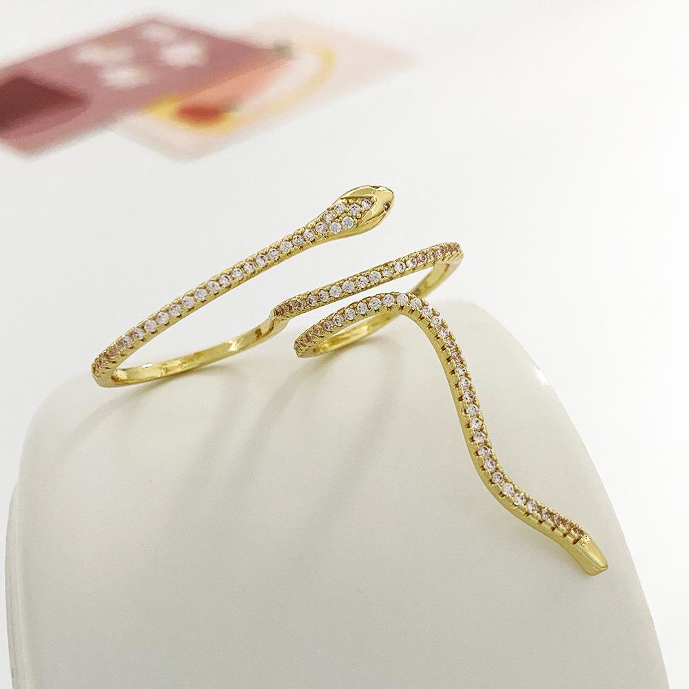 European & American Retro Snake-Shaped Adjustable Ring: Trendy Women's Wrap-Around Index Finger Jewelry.