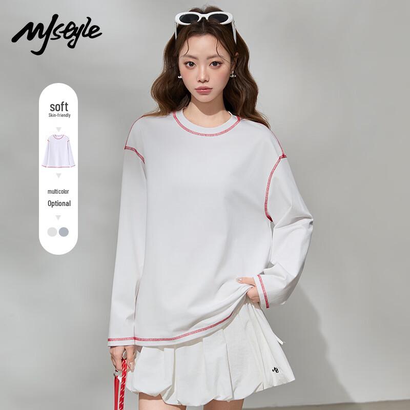 MJ Style Women s Relaxed Fit Long Sleeve T-Shirt L белый
