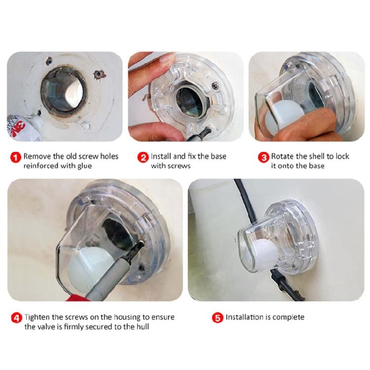 Replacement Bailing Scuppers Fits Over 1-1/8in Tubes Marine Valves Ball Drain Plug Boat Self Bailing Ball Scupper Valves
