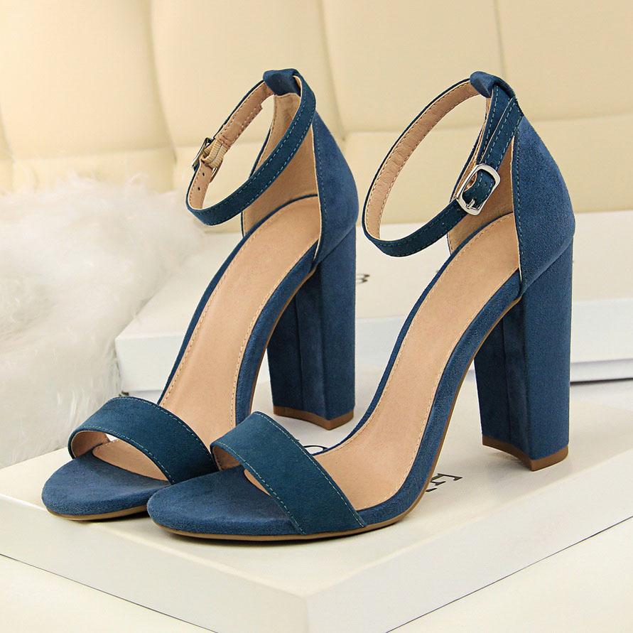 Fashion 2024 Summer Plus Size 34-43 Woman 9.5cm High Heels Sandals Classic Block Platform Pumps Lady Chunky Burgundy Yellow Nude Shoes