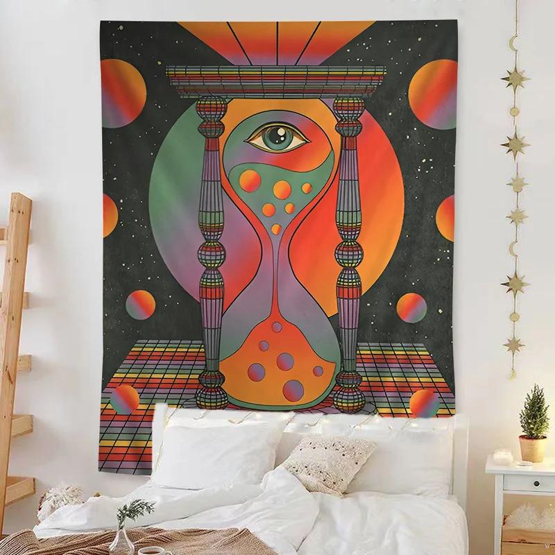 VIKAMA Vintage Bohemian Psychedelic 70s Tapestry Tarot Hippie Wall Decor Tapestry Home Room Decoration
