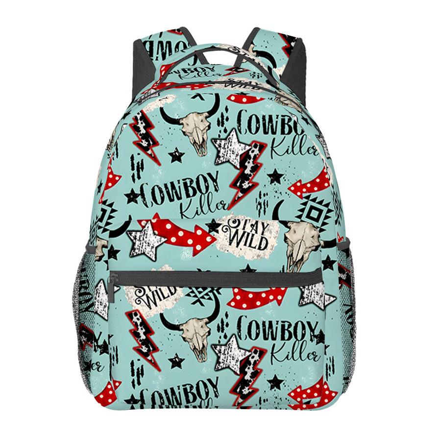 Rinder und Cowboys Rucksäcke für Jungen/Mädchen Kinder Beste Geschenke 2D Flache Cartoon Laptop-Taschen Schultasche für Teenager Outdoor Freizeit