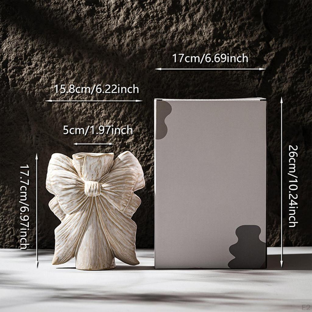 Ceramic Flower Vase Plant Container Cute Bow Artwork Hydroponics Decorative for