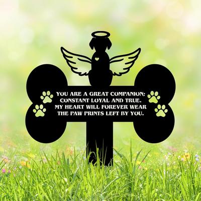 Metal Pet Memorial Cross Angel Garden Home Decor 12 Inch