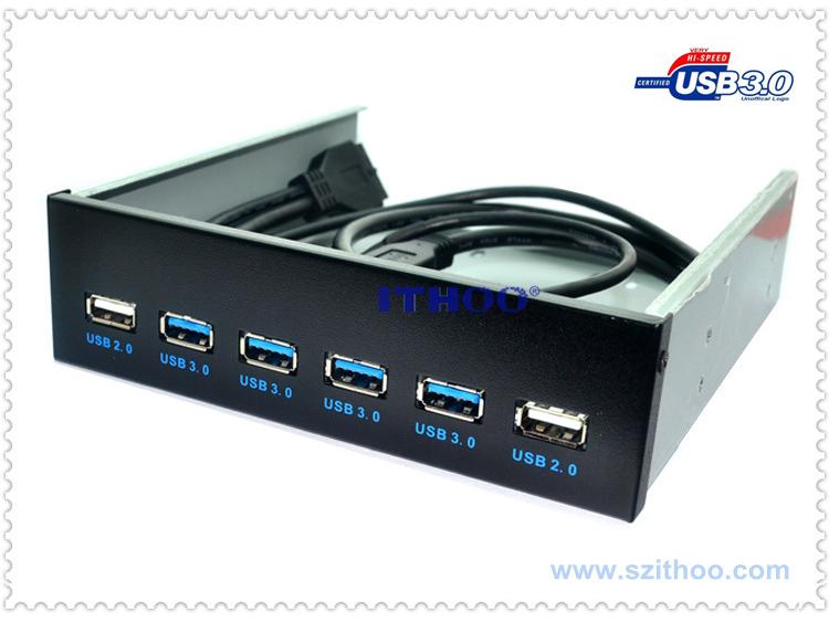 5,25-Zoll USB 3.0 Optisches Laufwerk Frontblende mit 19PIN auf 4 Port U3 + 2 Port U2 Hub