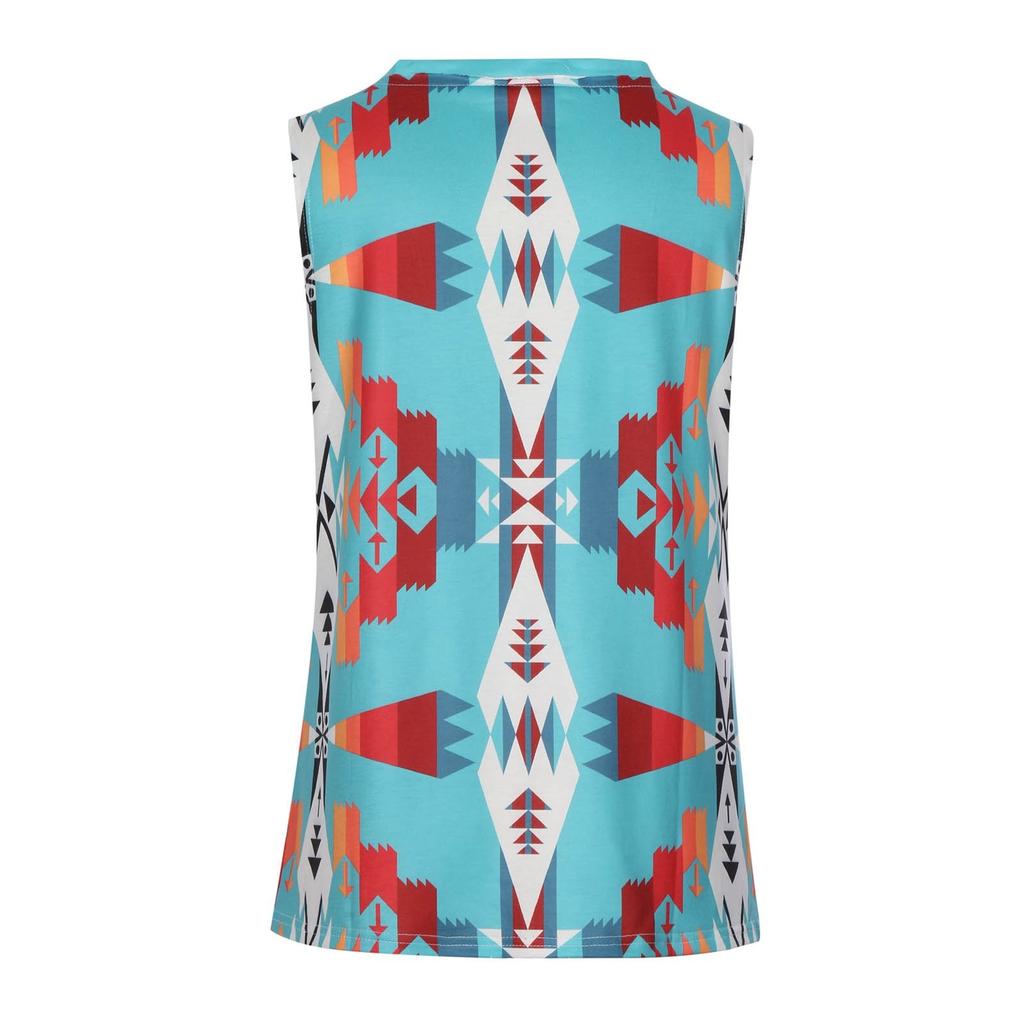 Damen-Tanktop mit V-Ausschnitt, weich, Retro, geometrisch, grafisch, Stammesethnisch, ärmellos