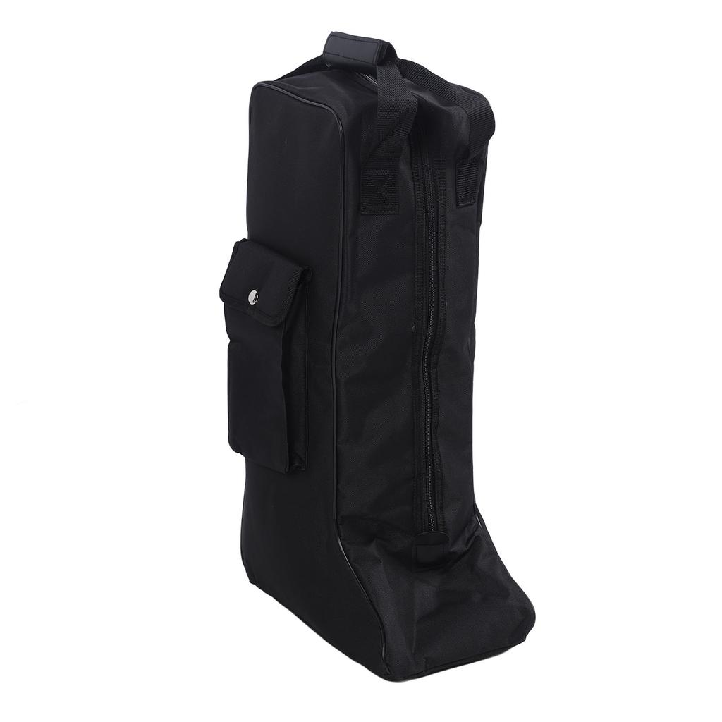 Boot Bag with Handle Oxford Cloth and Leather Black Waterproof Portable Boots Storage Bag for
