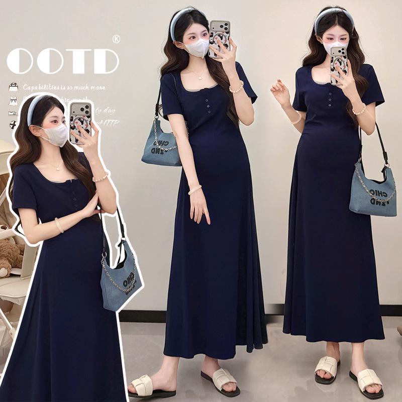 2026 Summer French Slimming Maternity Maxi Dress – Stylish, Flattering, Age-Reducing & Belly-Covering XL