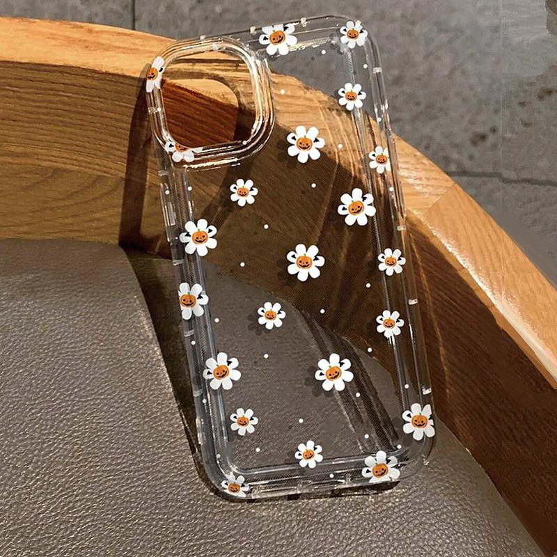 Halloween Pumpkin Ghost Transparent Phone Case For iPhone 11 12 13 14 15 16 Pro Max XS X XR 7 8 Plus SE 3  Soft Airbag Cover