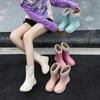 New Rain Shoes Women's Adult Medium Tube Rain Boots Non-slip Water Shoes Velvet Cotton Kitchen Short Rubber Shoes Fashion