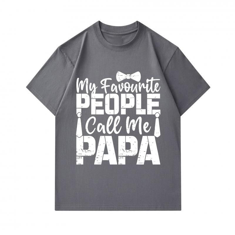 Men's 100% Cotton Short Sleeve Crew Neck T-Shirt, My Favourite People Call Me Papa Print Casual Graphic Tee for Father Papa Daddy Gift Daily Wear