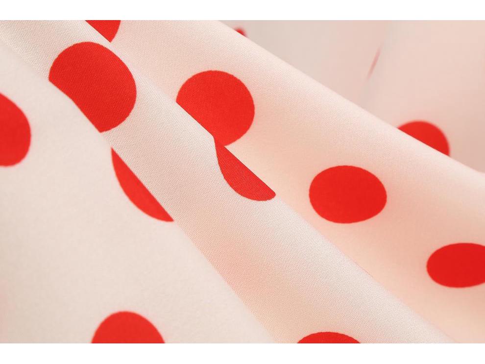Polka Dot French Retro Hepburn Dress with Shirt Collar