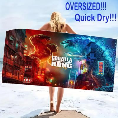 Super Kong Print Beach Towel, Large Soft Quick Dry Towel for Beach Camping Swimming
