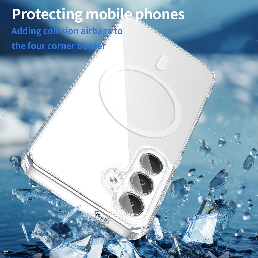 For Samsung Galaxy S25 FE Phone Case, Magnetic Shockproof Transparent Cover for Samsung Galaxy S25 FE