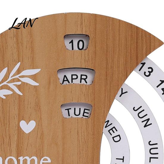 Office Desk Accessories for Men Wooden Perpetual Calendar, Manual Rotating Calendar Home Natural Wood Decor, Creative Date Month Week Display Desktop