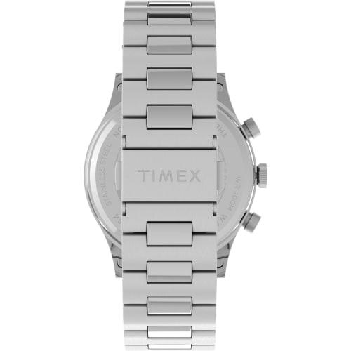 TIMEX Waterbury Traditional Chrono Watch, Men's, Silver, Black Dial, Stainless Steel, Mineral Glass, Quartz Movement, TW2W48200