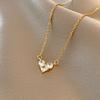 Women Fashion Luxury Zircon Inlaid Heart Pendant Clavicle Chain Necklace