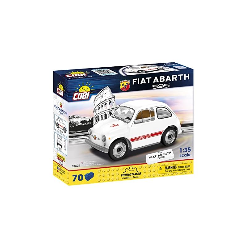COBI Building Blocks - Italian Car - Fiat Abarth 595 Competizione 1965 1/35 Scale - 70 Pieces - LEGO Compatible [MADE IN EU] 24524