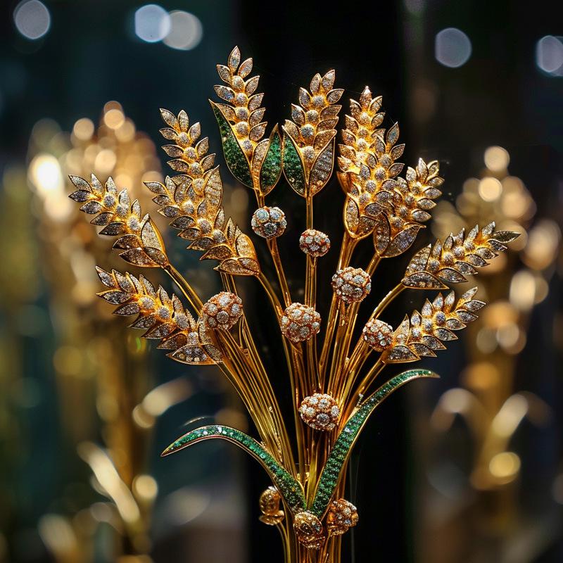 Bo Xin Yun Artistic Golden Wheat Ear Brooch - Elegant Light Luxury Fashion Accessory