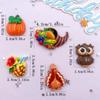 9Pcs Resin Colorful Car Turkeys Owl Grass House Pumpkin Fruit Drink Figurine Flatback Stone Decor DIY Halloween Scrapbook