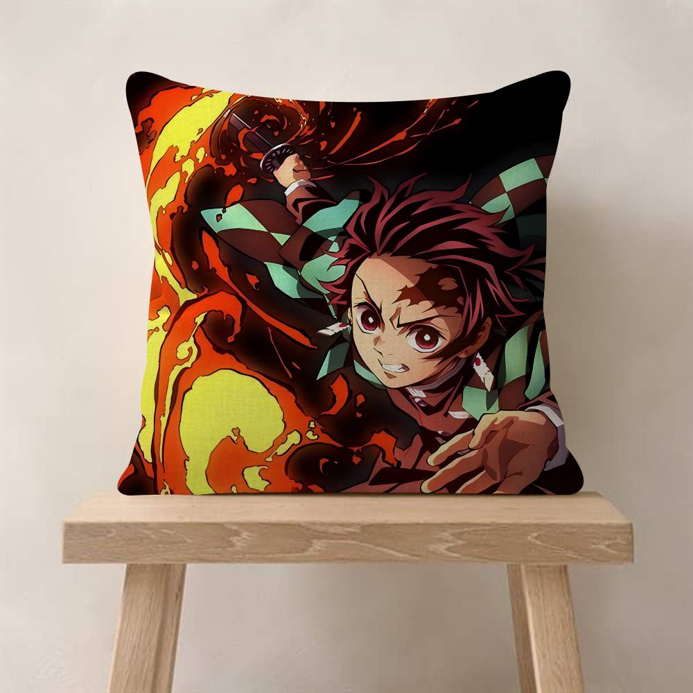 Japanese Anime DDemon Slayers Wall Pillow Cover Design Cushion Cover Decor Holiday Decorati