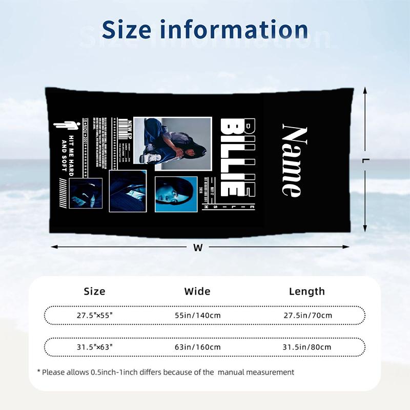 Billie eilish Custom Name Printed Beach Towel Personalized Soft Towel For Swimming Beach Travel