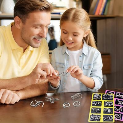 24/32/40/41 ks Kovová hlavolamová kroužková hra Mysl Logika IQ Test 3D proplétací drátěný hlavolam Děti Dospělí Vzdělávací Odemknout Proplést Výzva