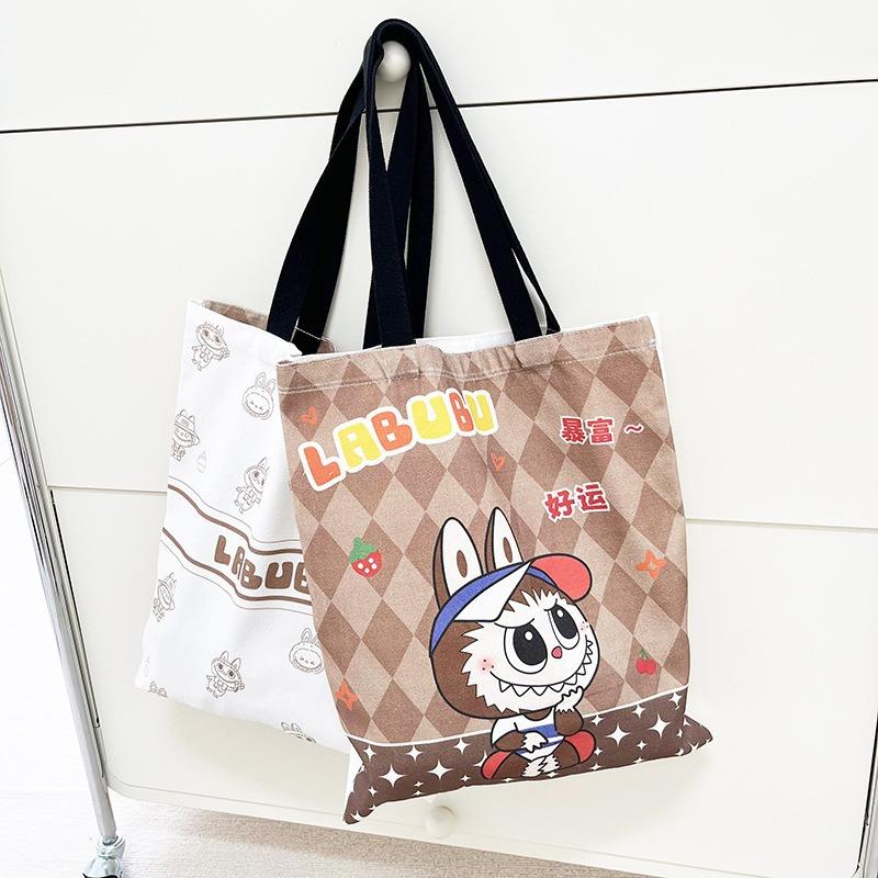 Cartoon Canvas Bag Girl Cute Hand Canvas Bag Going Out Versatile Hand Satchel Tote Bag