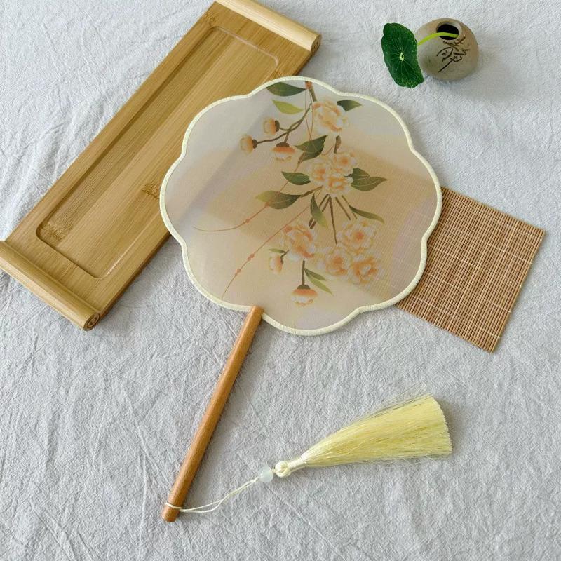 New Style Ancient-Style Semi-Transparent Round Fan for Dance, Hanfu Traditional Round Fan, Retro Classical Dance Chinese-Style Fan