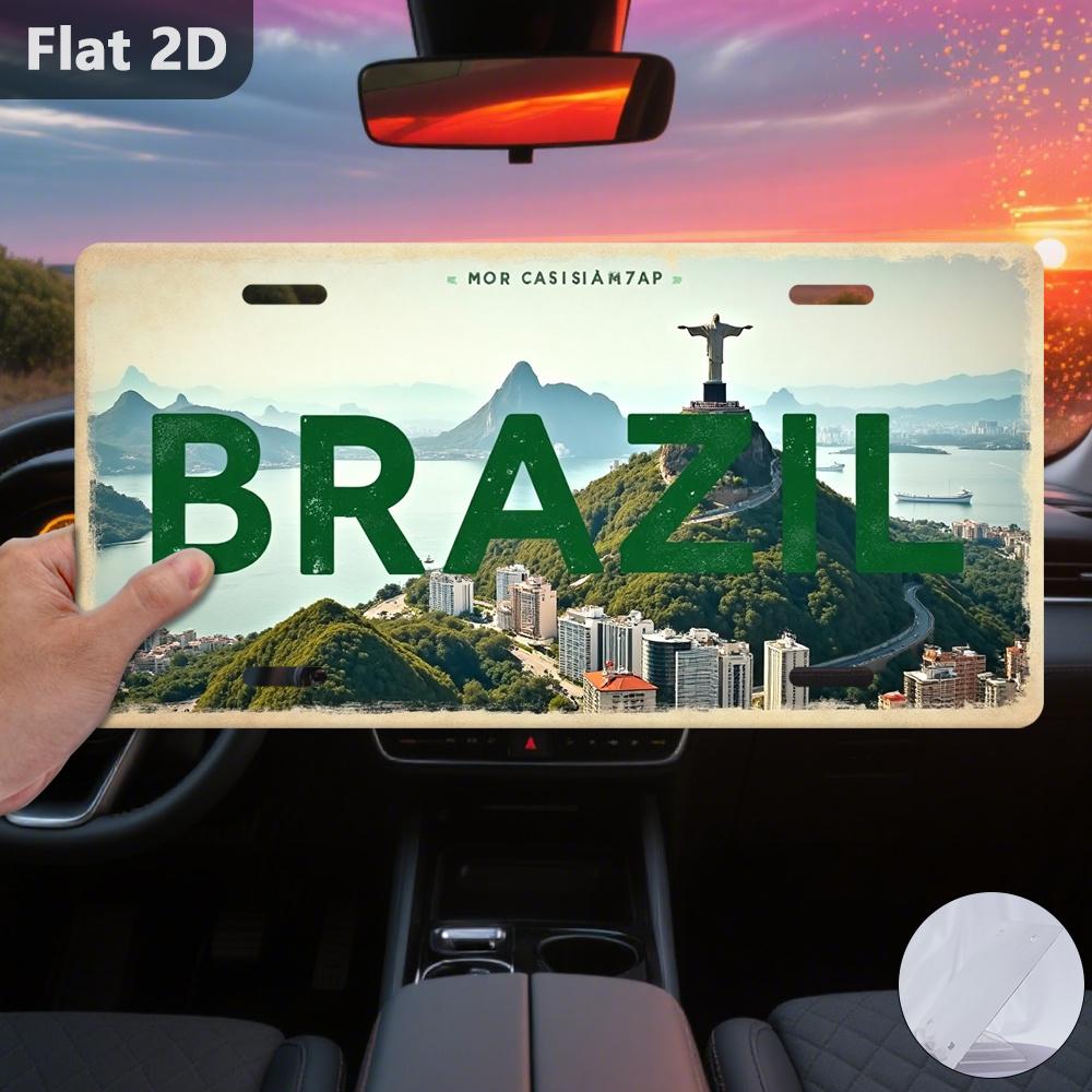 D Flat pc Brazil Christ the Redeemer Aluminum Wall Sign Retro De Janeiro Landmark Decoration Plate Suitable for Home 15x30cm(5.9x7.8inch)