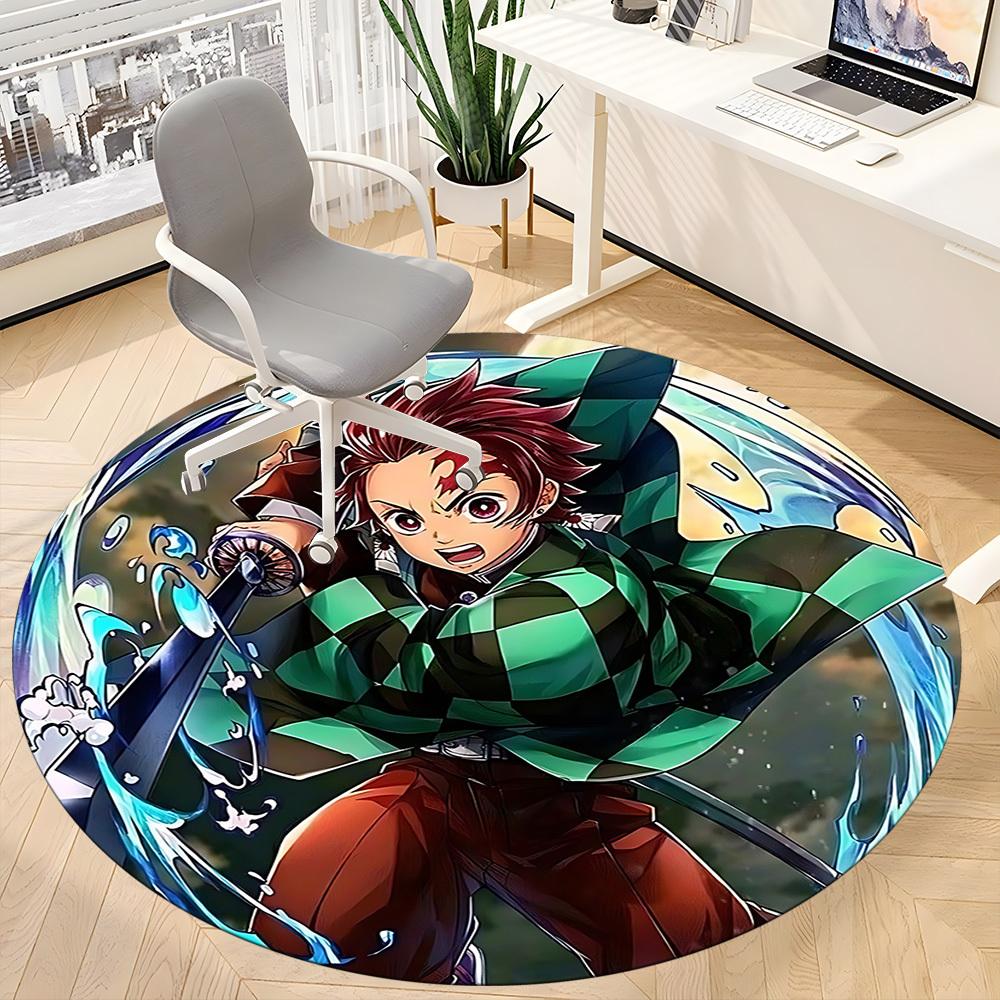 1pc Demon Slayer, Tanjiro Chair Carpet for Office Non-Slip, Lightweight, Machine Rug for Office,Room - Holiday Decor, Machine Made yy251227002
