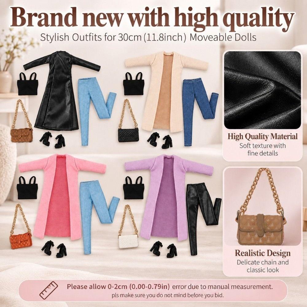 Gold Hair 30cm Supermodel Doll Clothes with Handbag High Heels England Style Dress Up