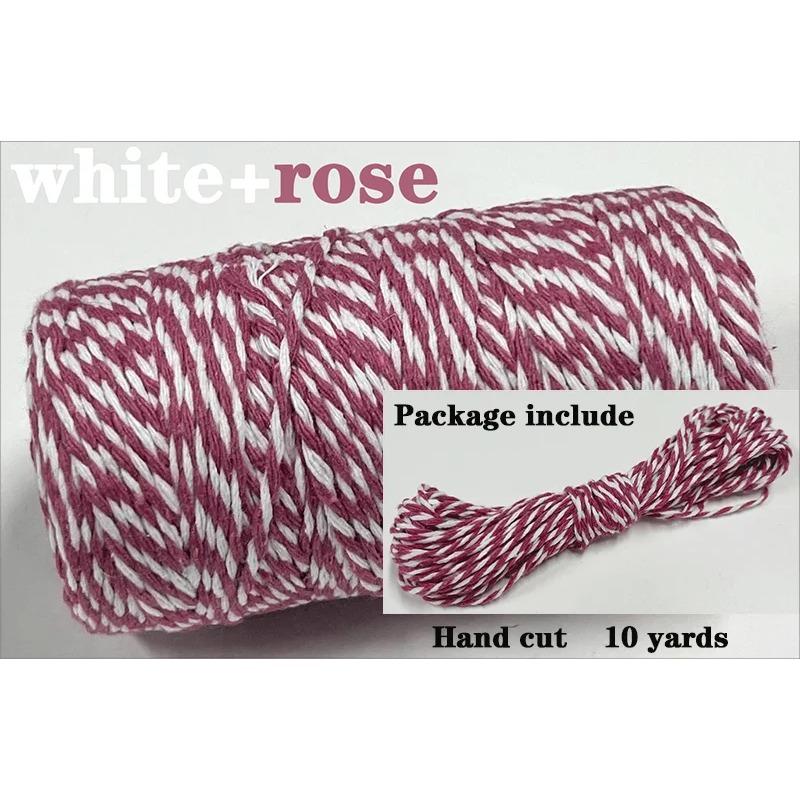 Sfoară Bumbac Bicolor 2mm 10 yarzi Sfoară Bakers Twine Fir Bumbac pentru Decor Acasă Handmade DIY Ambalare Cadou Crăciun