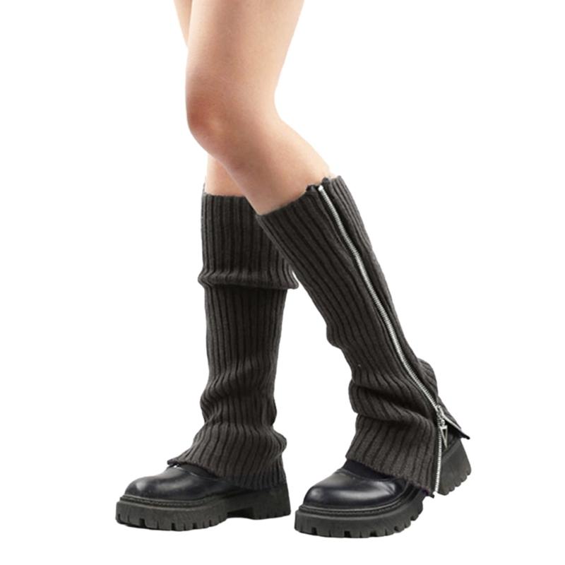 Damen Mädchen Harajuku Beinstulpen Süße Lolitas Gerippte Strick Stiefelsocken 90er Jahre Einfarbige Gestreifte Gothic Häkel Beinstulpen