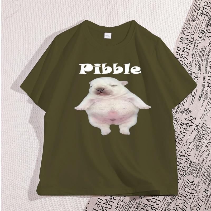 Pibble Graphic T Shirts Personality High Quality Printed Cotton Fun Tshirt Round Neck Short Sleeved Tops Streetwear Clothes